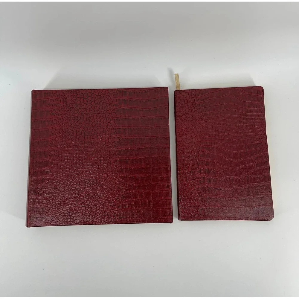 Vintage Neiman Marcus Photo Album & Address Book Red Croc Set New